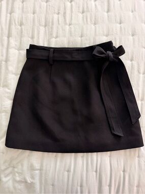 Black Mini Skirt with tie belt
